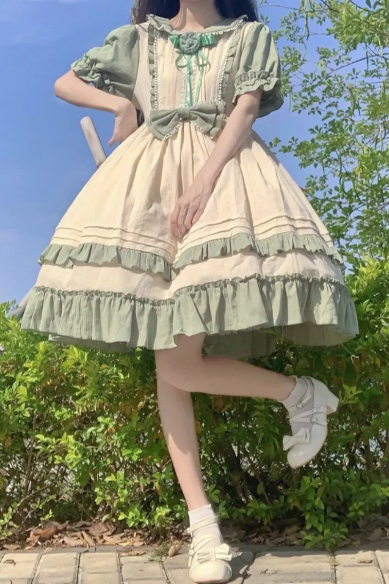 Vestido Lolita de manga corta para mujer, ropa de fiesta de princesa, Harajuku, Kawaii, estilo japonés