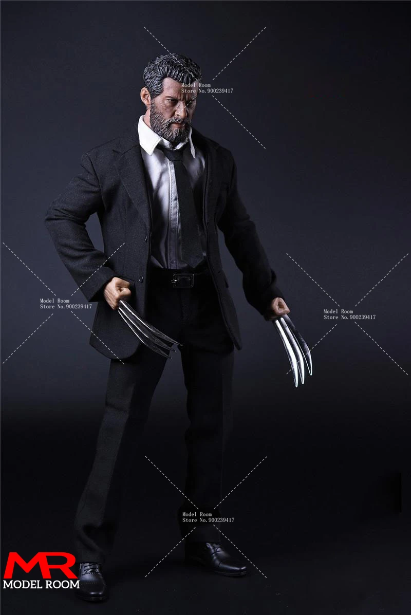 Copycat 1/6 Scale Old Logan Black Suit Wolf Claw Hugh Jackman Head Sculpt Model Fit 12-inch Male Soldier Action Figure Body