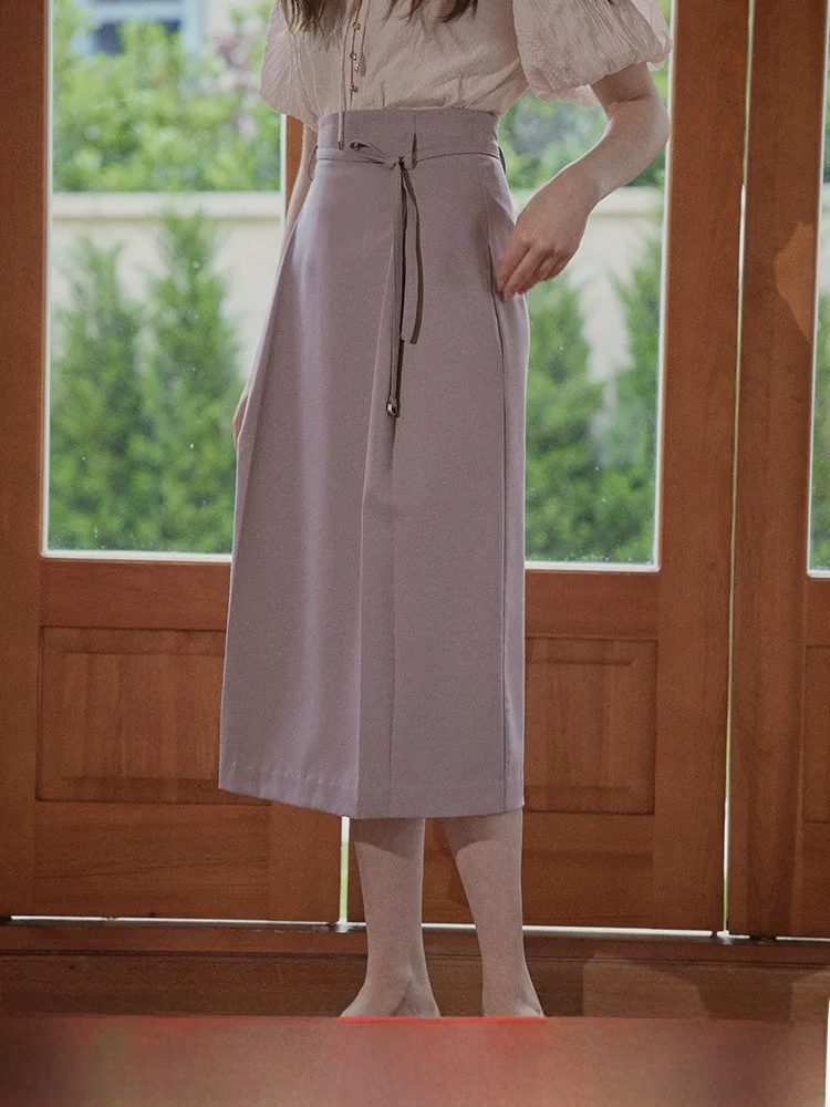 

Юбка-миди Cpia "Wind Chime Purple" 25S в стиле ретро с высокой талией, А-силуэт, однотонная, для повседневной носки