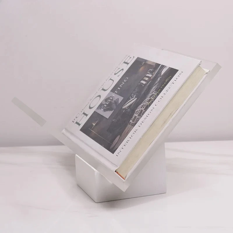 Minimalist V-shaped Magazine Racks Bookshelf File Book Organizer Shelves Transparent Book Rack Marble Base Room Aesthetic Decor