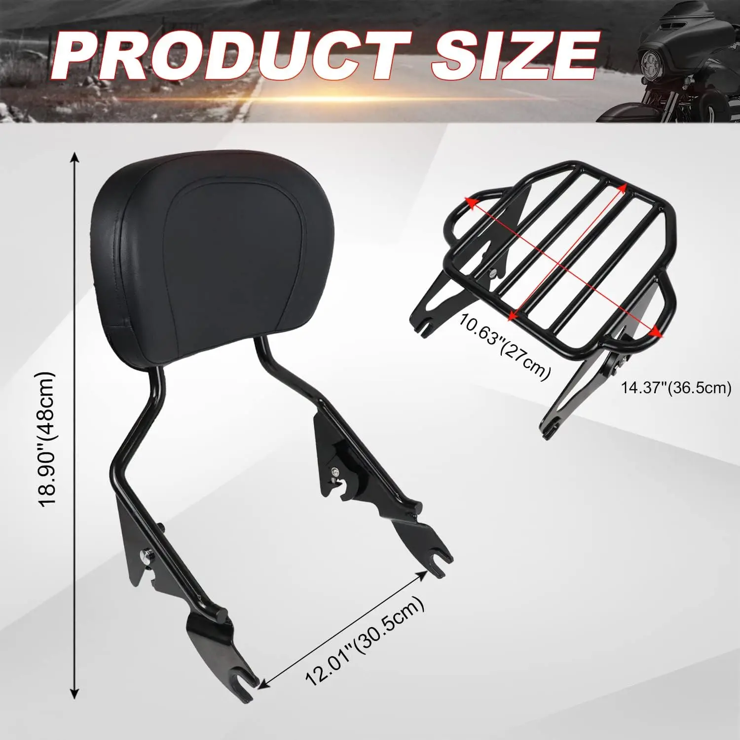 For Harley Davidson 2014 -2025 Road King Street Glide Ultra Electra Limited CVO Passenger Rear Sissy Bar Backrest Luggage Rack