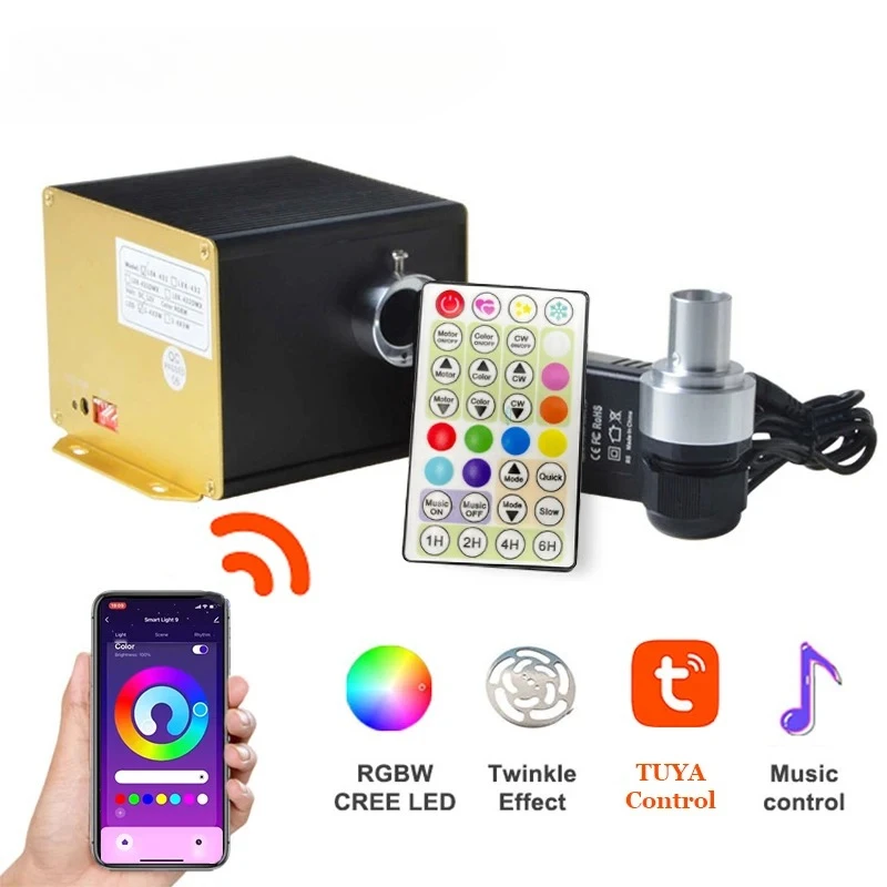 Smart Fiber Optic Illuminator 12W RGBW Twinkle Star Ceiling Light Source Tuya WiFi Control For Home Theater