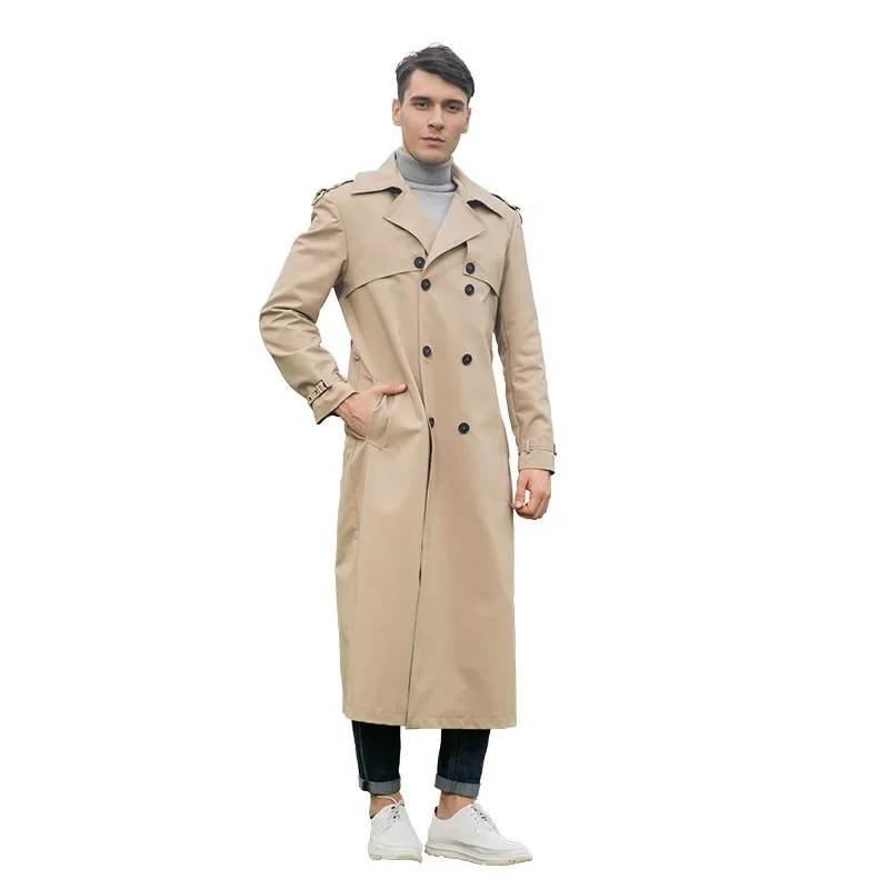 

Men Spring Autumn Trench Coat Smart Casual British Style Double Breasted Windbreaker Luxury Turn-down Collar Outwear DR1023