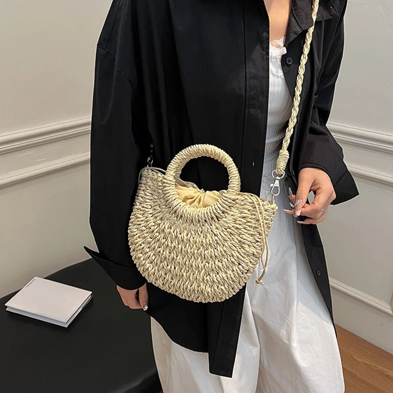 Bohemian Style Straw Handbag High Quality Multi-functional Shopping Bag Suitable For Travel and Vacation image 4