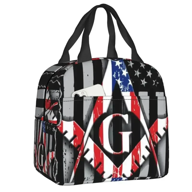 Freemason Square And Compass Masonic Thermal Insulated Lunch Bag Mason Resuable Lunch Container for Outdoor Camping Food Box