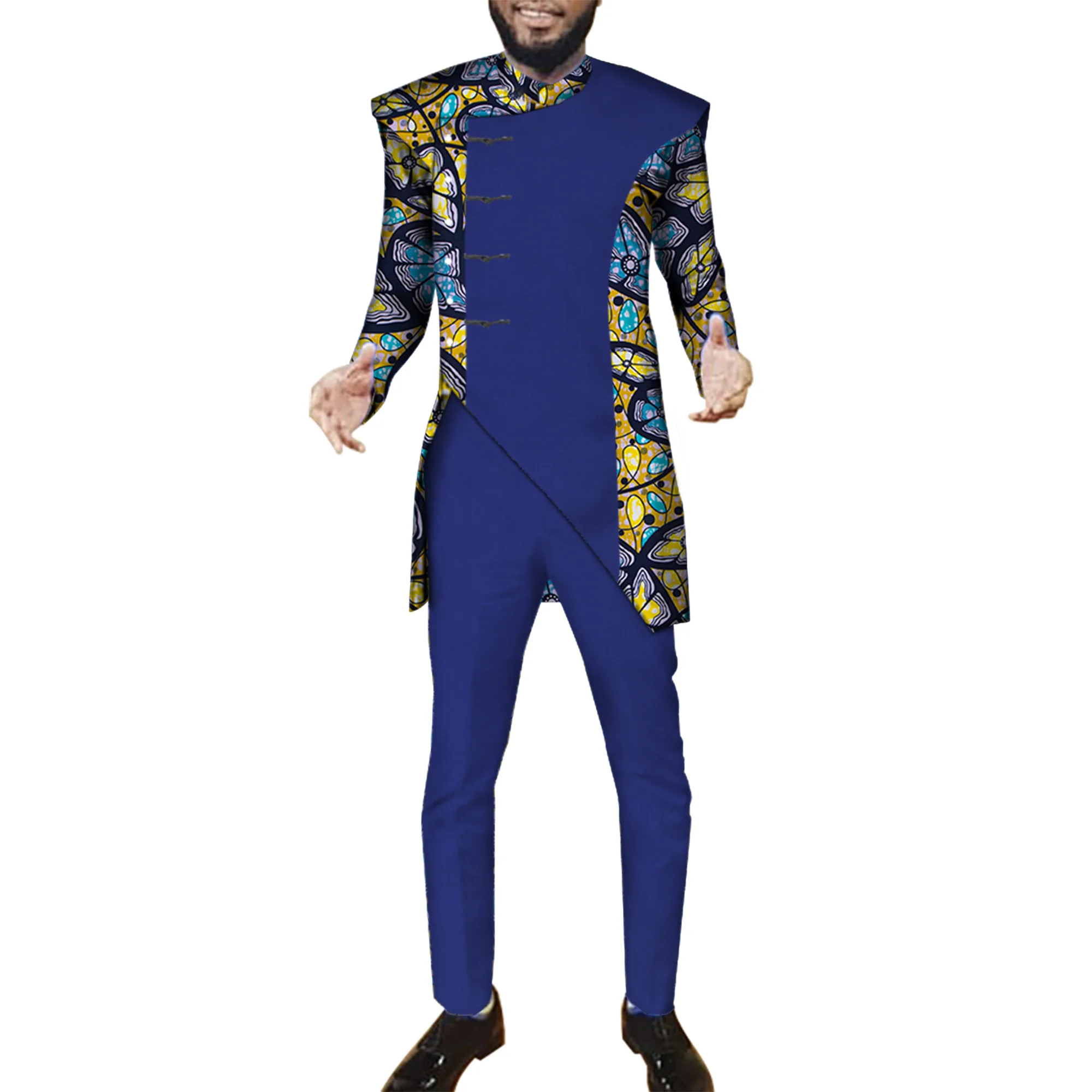 African Men Suits Sets Tops+Trousers Fashion Printing African Clothes for Men Festive Costume Africa Clothing Outfits WYN972