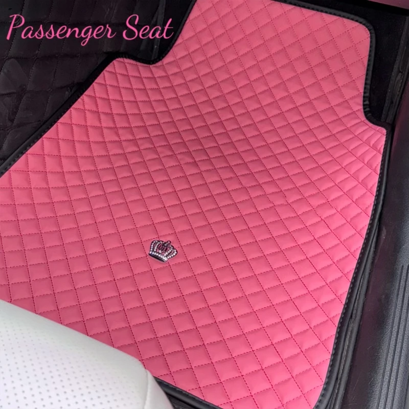 Bling Crown Anti Slip Car Foot Mats for Car SUV & Truck, Cute Pink Car Universal Floor Cushion, Car Accessories For Women