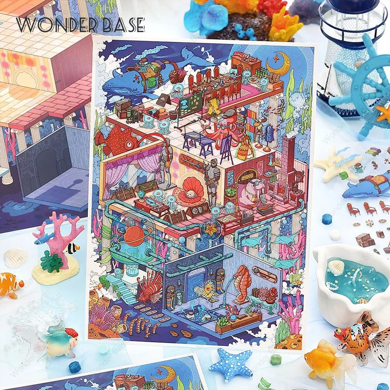 2025 عيد الميلاد السنة الجديدة حجم كبير لطيف ملون مصغر المشهد المشهد ملصق جيب المقصورة المشهد التراص هدية للطفل طفل #6