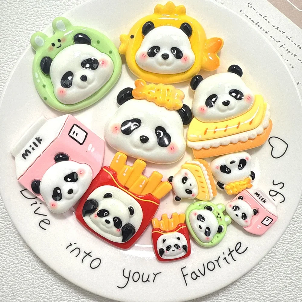 Miniature Resin Fake Food Panda Shape Dessert Flatback Decor for DIY Dollhouse Study Room Decoration Creative Desktop Ornament