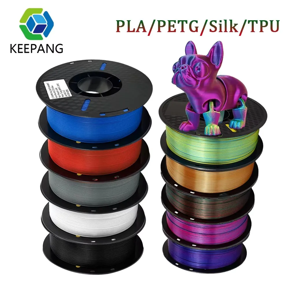 

KEEPANG PLA/PETG/SILK/TPU Filament 1.75mm 3D Printer Filament 5/10Rolls Filament Neatly Wound No Bubble 3D Printing Materials