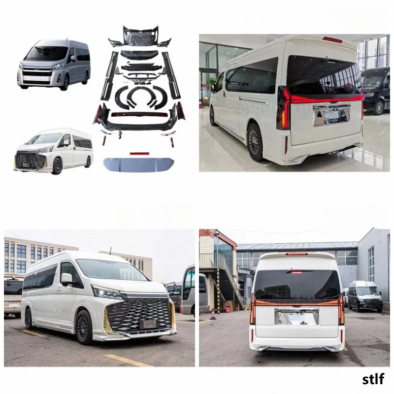 New PP Plastics MAX 2024 Design Front Bumpers Bodykit Clips Park Assist Sensor Cutouts for Hiace Commuter Van