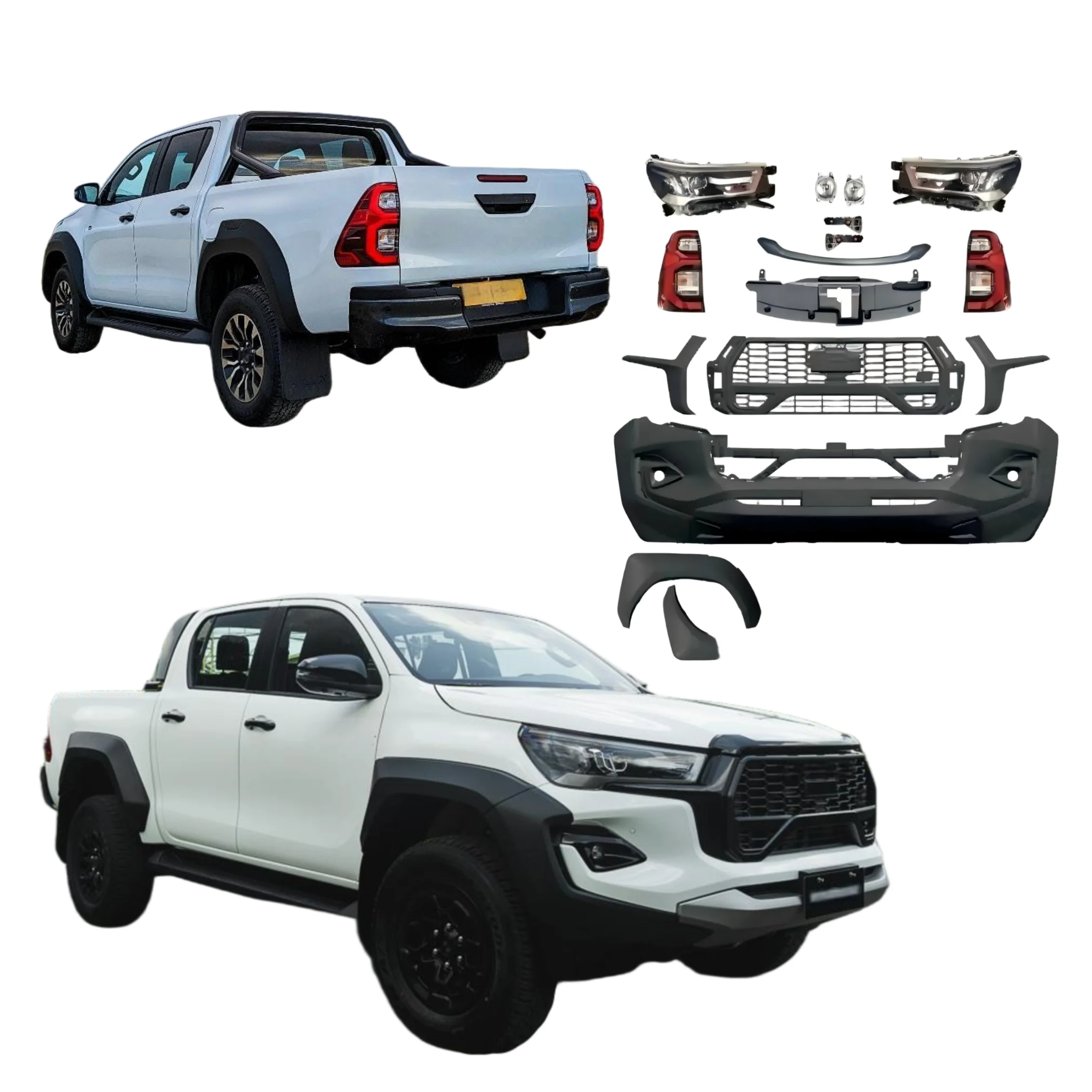 

Modification Factory Price for Hilux Revo 2016-2020 Upgrade to Hilux GR Sport 2023 Style Car Accessories Front Rear Bumpers Part