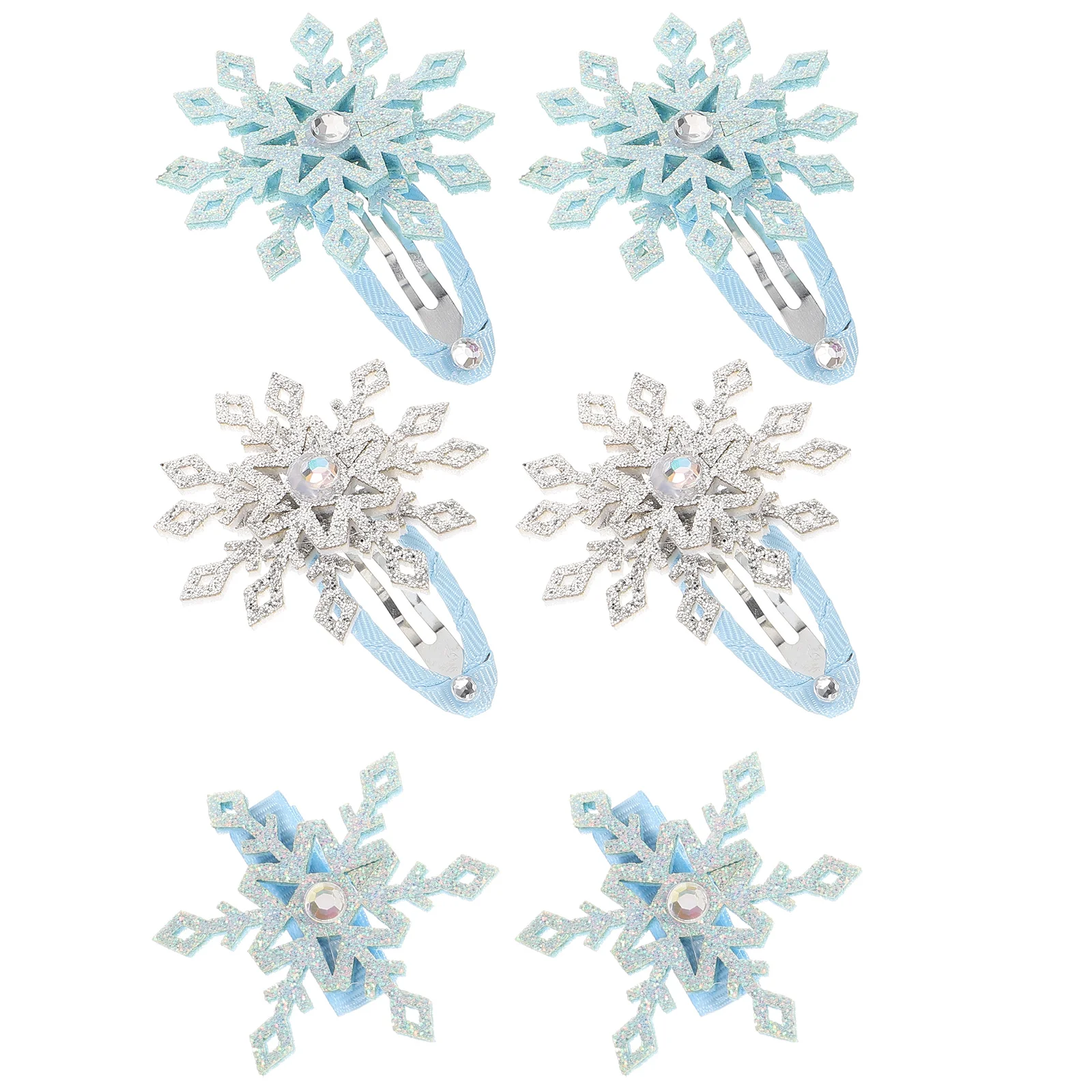 6 Pcs Side Clips Snap Hair Little Girl Accessories Snowflake Snowflakes Hairpin Cute