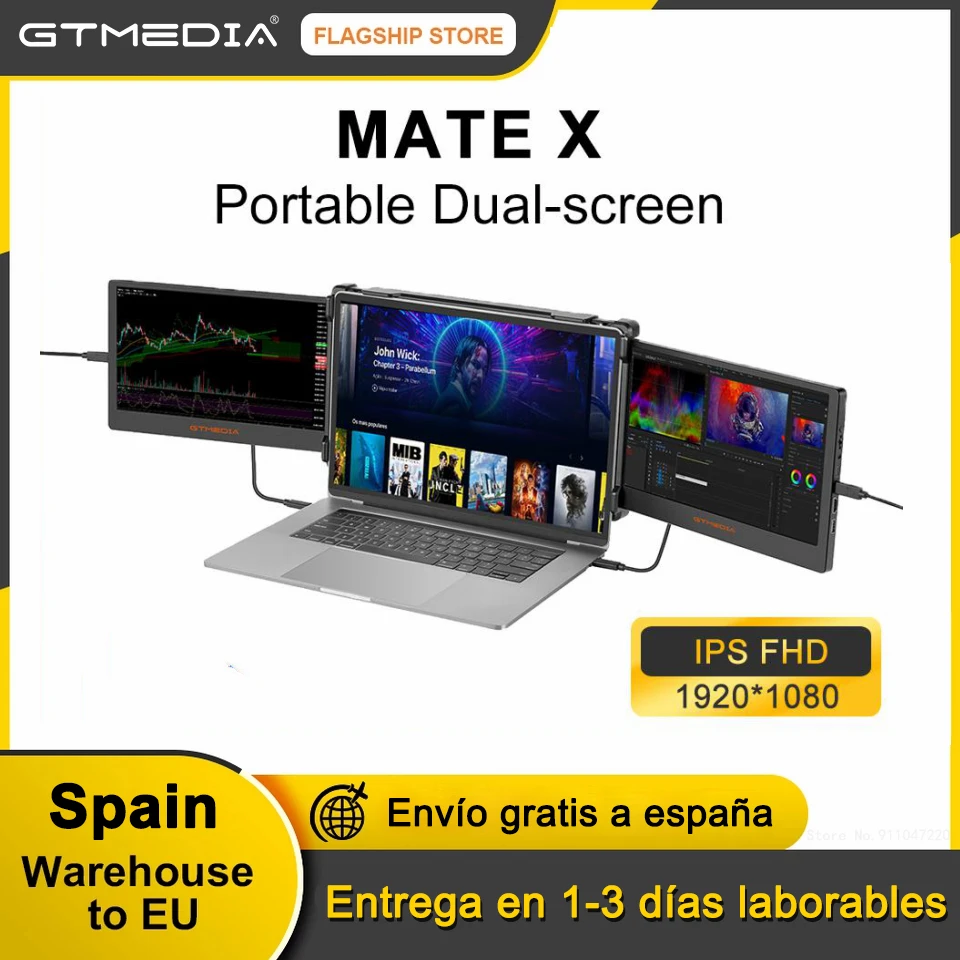 11.6 Inch Portable Dual Screen External Display Monitor GTMEDIA MATE X For Phone Computers Laptops SLR Camera iPad Xbox PS4 PS5