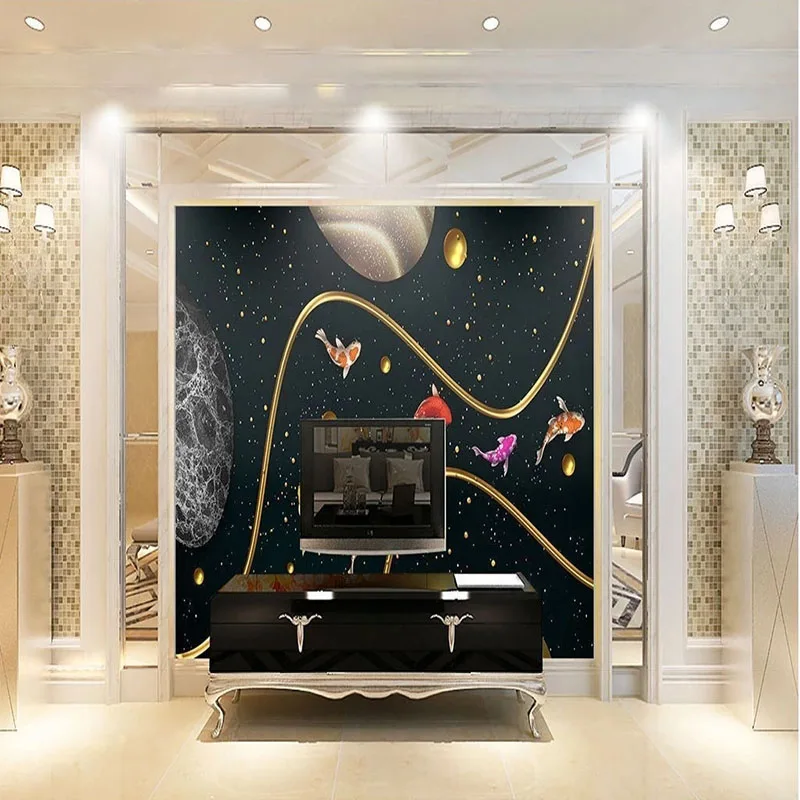 Star Photo Wallpaper For Wall Modern Minimalist Abstract Lines Marble Carp Background Wall TV Decorative Painting Papel De Pared