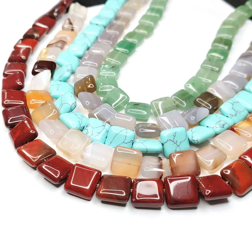 Square Natural Stone Beads Charm Crystal Jewelry Wholesale for DIY Handmade Fashion Necklace Jewelry Accessories 12x12x5mm