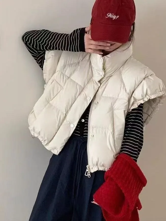 

Trendy Korean Design Cotton Vest Outerwear Women's Faionable Bell Sve Warm Autumn Winter Jaet ular oulder Pad