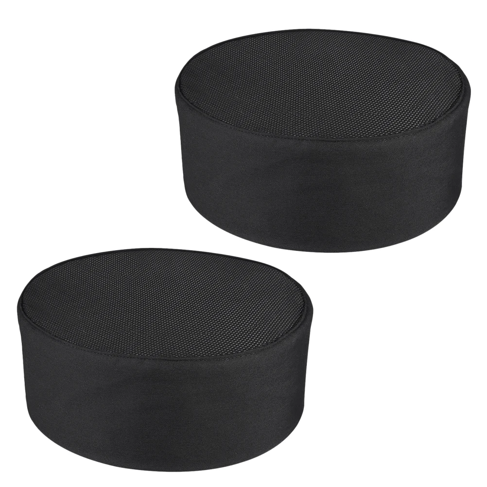 

2pcs Chef Hat Kitchen Cooking Work Hats Cloth Catering Durable Adjustable Breathable Mesh Cap Men Black For Restaurant Bbq
