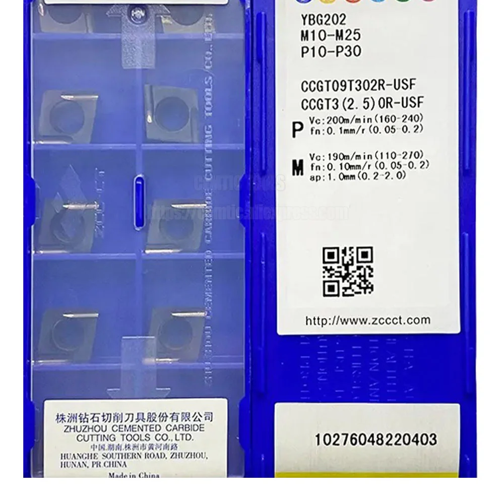 

CCGT 09T302R Original ZCC YBG202 CCGT09T302R-USF Carbide Cutting Inserts Lathe Tools Processing For steel，stainless steel