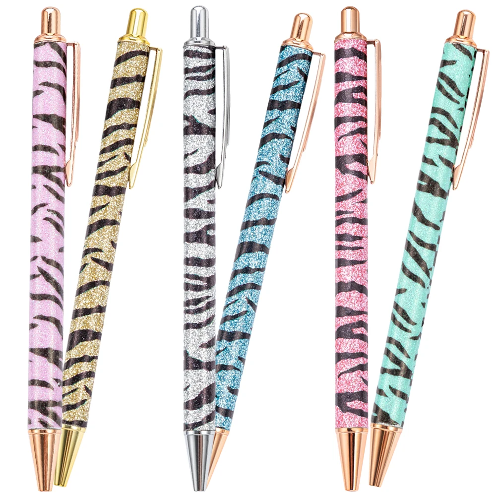 

6Pcs Zebra Motif Ballpoint Pens Durable Portable Writing Accessories Ergonomic Design Creative Office Stationery Supplies