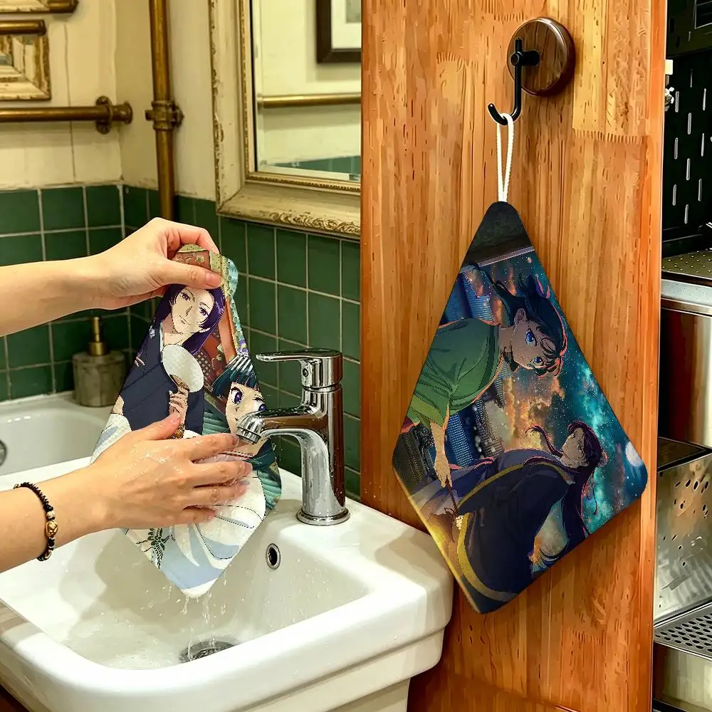 Anime The Apothecary Diaries Polyester Cotton Hanging Kitchen Towel, Soft Hand Wiping Towel, Reusable For Kitchen Bathroom Home