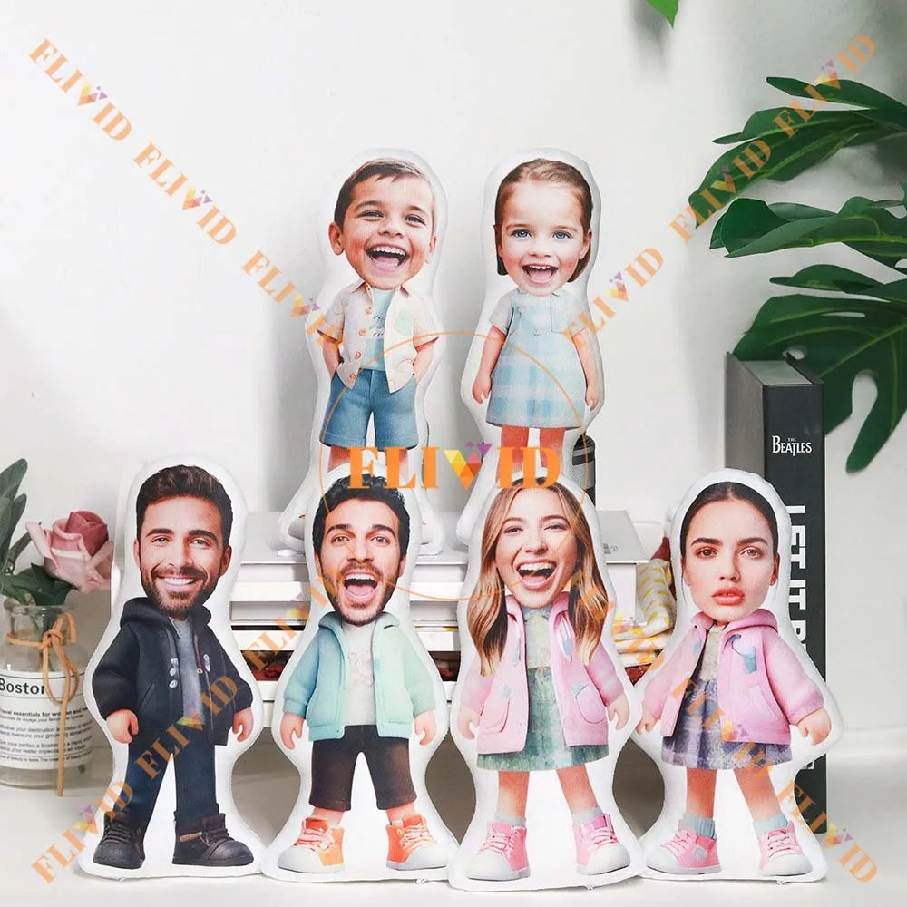 Custom 3D Cartoon Human Portrait Pillow,Personalized Double Sided Printed Throw Pillow Cushion,Funny Home Decor Gift