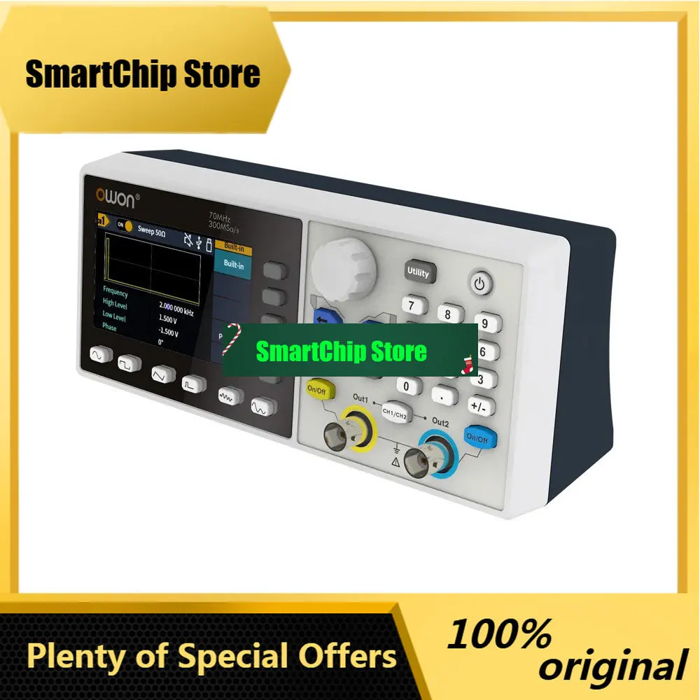 SmCpOWON DGE2070 70MHz Waveform Generator 300MSa/s 2-Channel Function Generator With 3.6 Inch LCD Support PC Remote Control