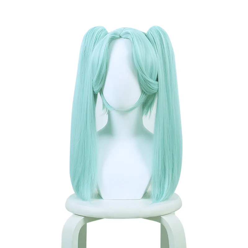 

Anime Twin Tail Wig - Turquoise Thickened Ponytails & Detachable Clips | Heat-Resistant Fiber for Cosplay