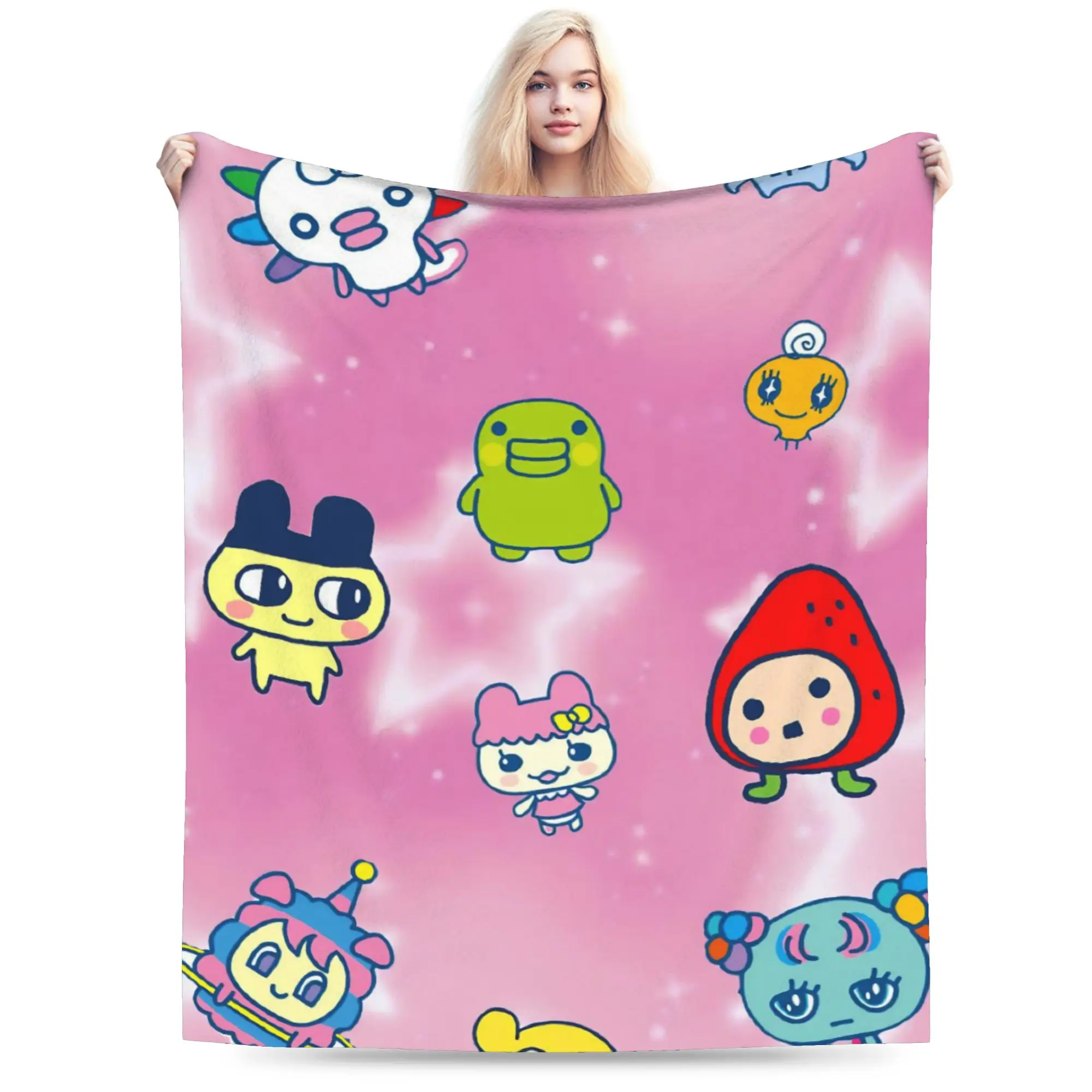Cartoon T-Tamagotchi Blanket Super Soft Cozy  Throw Blankets for Sofa 50x60 Inch Multiple Sizes Bedspread