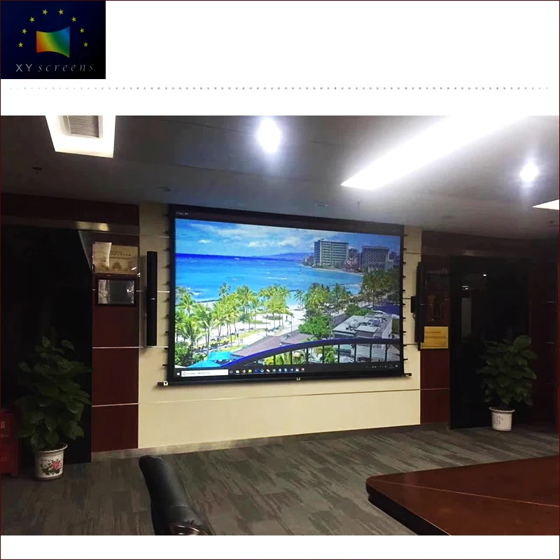 

100inch Xyscreen Factory Direct Top Grade 4K Alr Tab-tensioned Living Room Long Throw Projector Screen