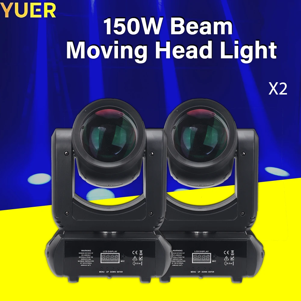 2PCS LED Moving Head Light 150W Beam + Spotlight 18 Rotating Prism Dj DMX Stage Lighting Effect Light Disco Dj Bar Performance