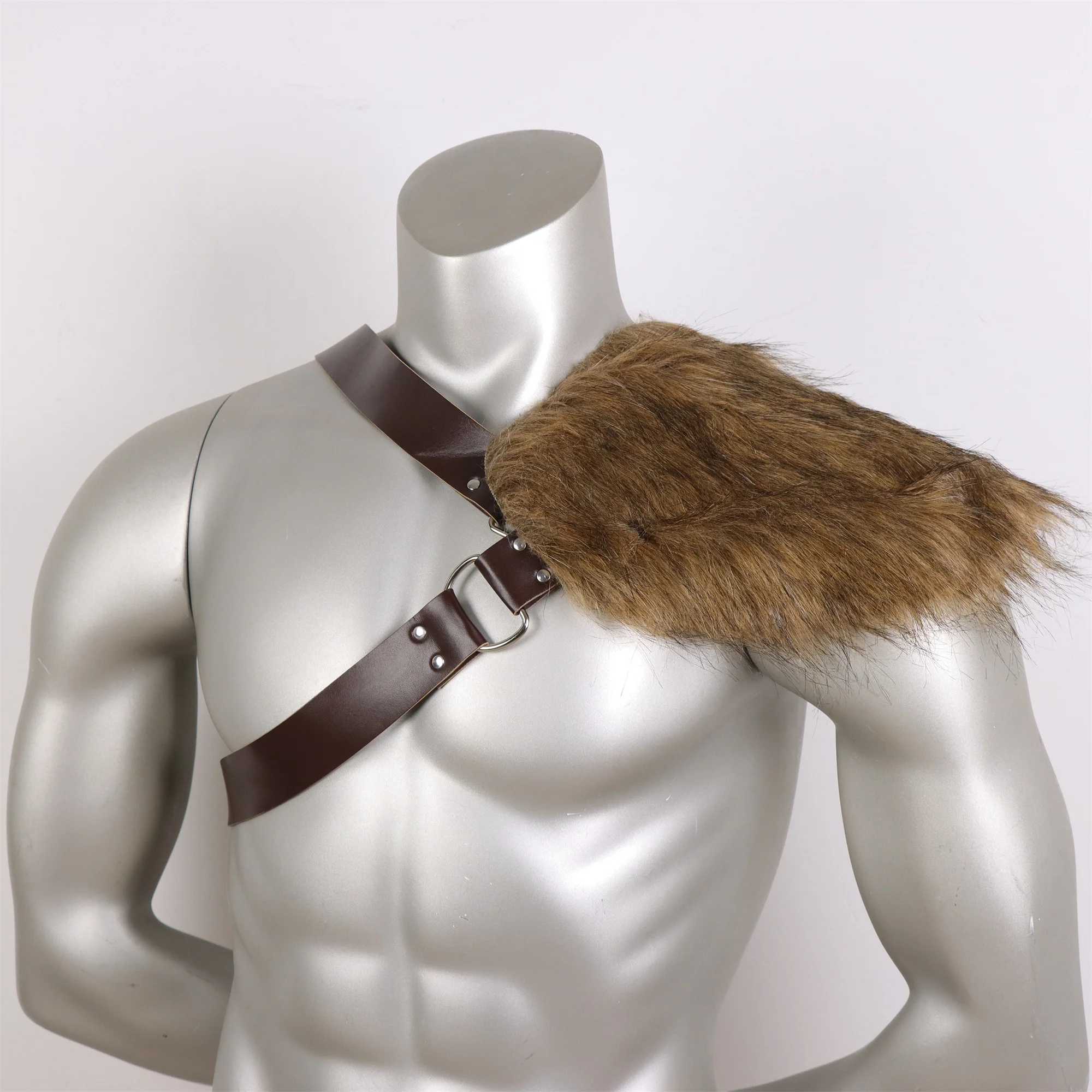 Mittelalterliche Ritter-Schulterrüstung aus PU-Leder Krieger-Schulterpanzer Cosplay-Zubehör Bühnenrequisiten – Detail 4