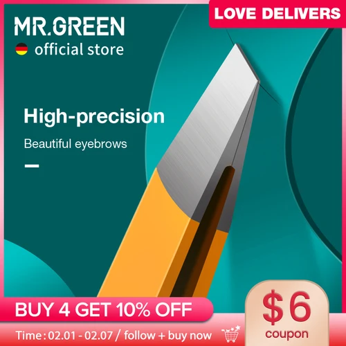 Imagen 1 del producto MR.GREEN-Pinzas para cejas de acero inoxidable, utensilio de belleza de pelo colorido, extractor de pelos finos, pinzas inclinadas para cejas, herramientas de maquillaje