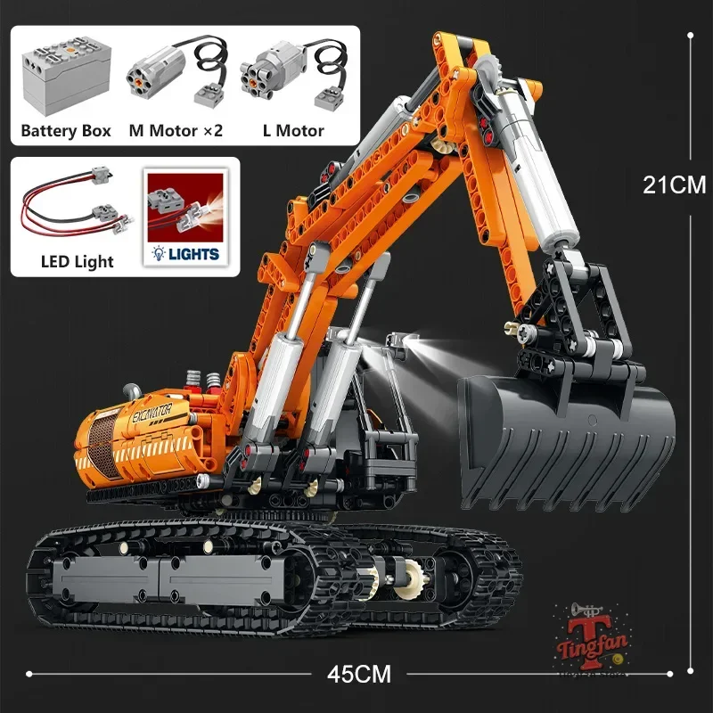 Pelle électrique RC, blocs de Construction, véhicule d'ingénierie télécommandé, voiture sur chenilles, briques, jouets pour garçons, cadeau pour enfants