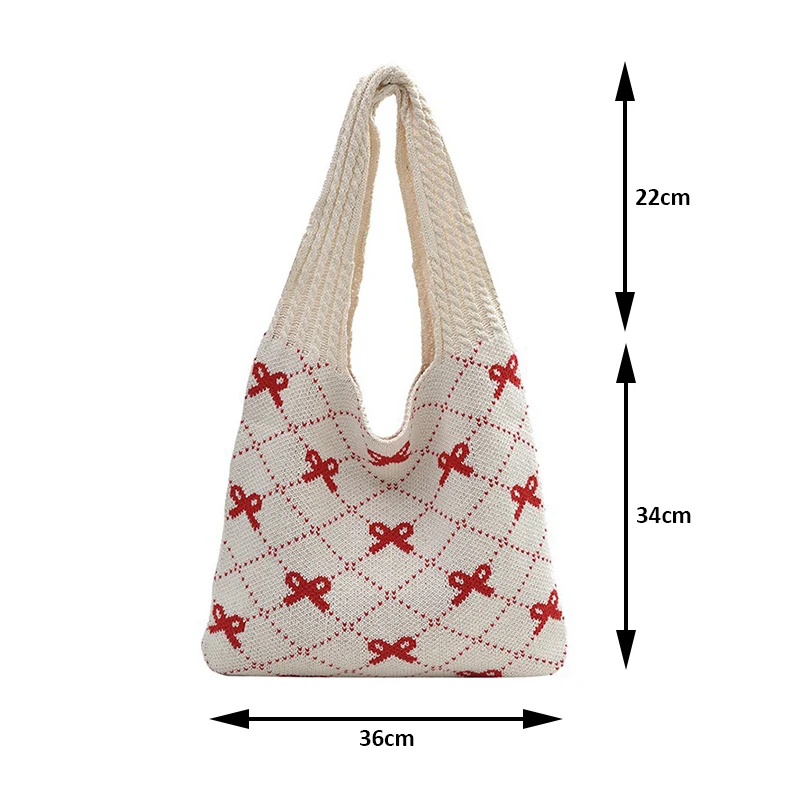 Borsa a tracolla da spiaggia firmata borsa a tracolla all\'uncinetto da donna borsa da viaggio in maglia con motivo a fiocco di grande capacità