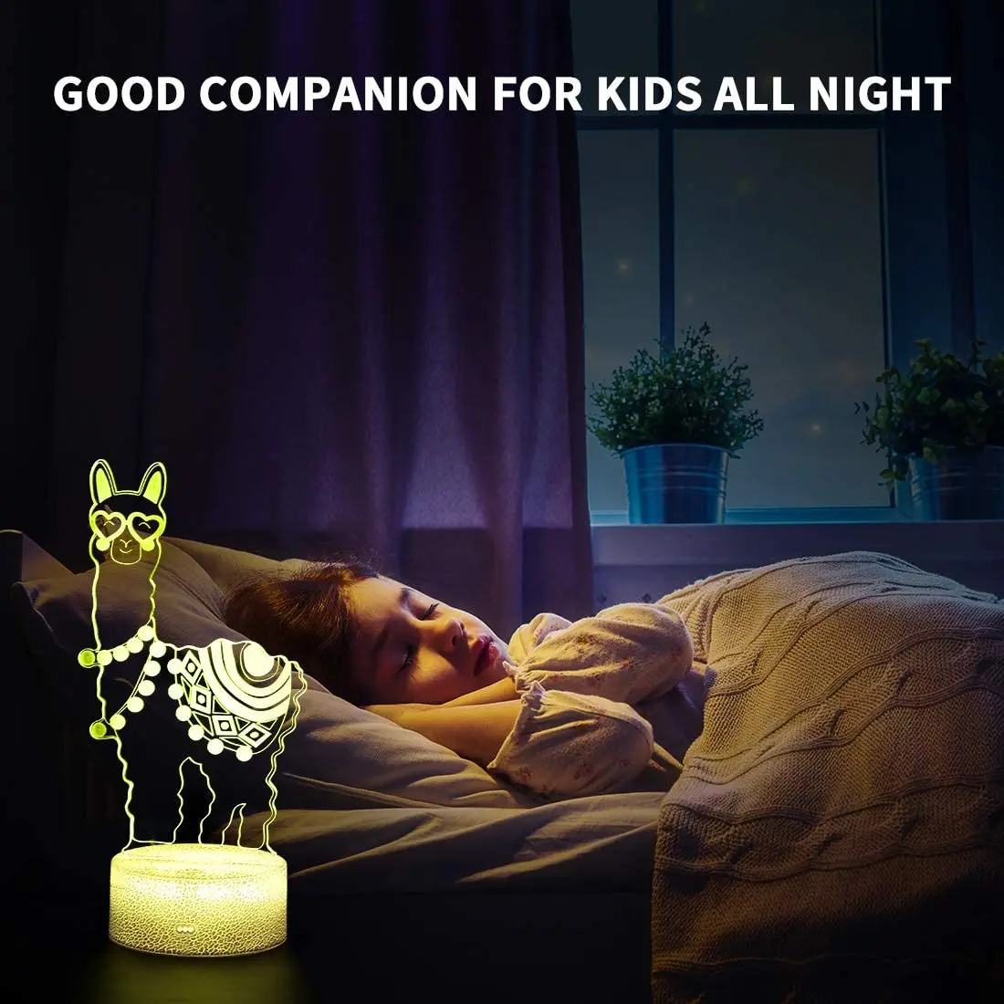 Llama 3D Illusion Night Light, lámpara de Alpaca 16 colores cambiantes Control remoto luz nocturna decoración de dormitorio Llama regalo para niños