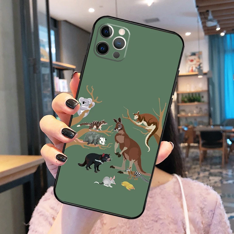 Cute Kangaroo Phone Case For iPhone 14 15 16 Pro Max XS X XR Cover For iPhone 13 12 Mini 11 Pro Max Plus