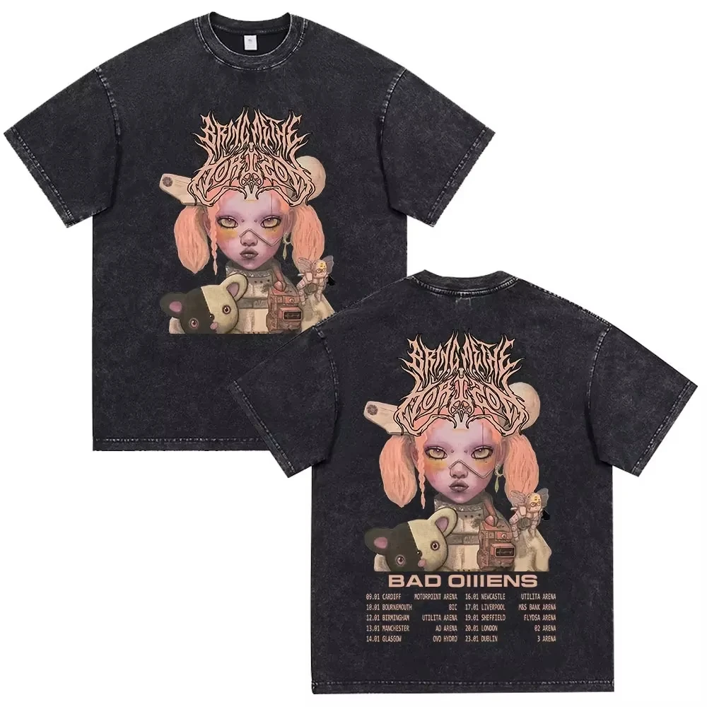 

Футболки с металлическим принтом Metal Core Band BringMe The Horizon Album Post Human Nex Gen, винтажные, с эффектом потертости, BMTH, металлические футболки для мужчин и женщин, с коротким рукавом.