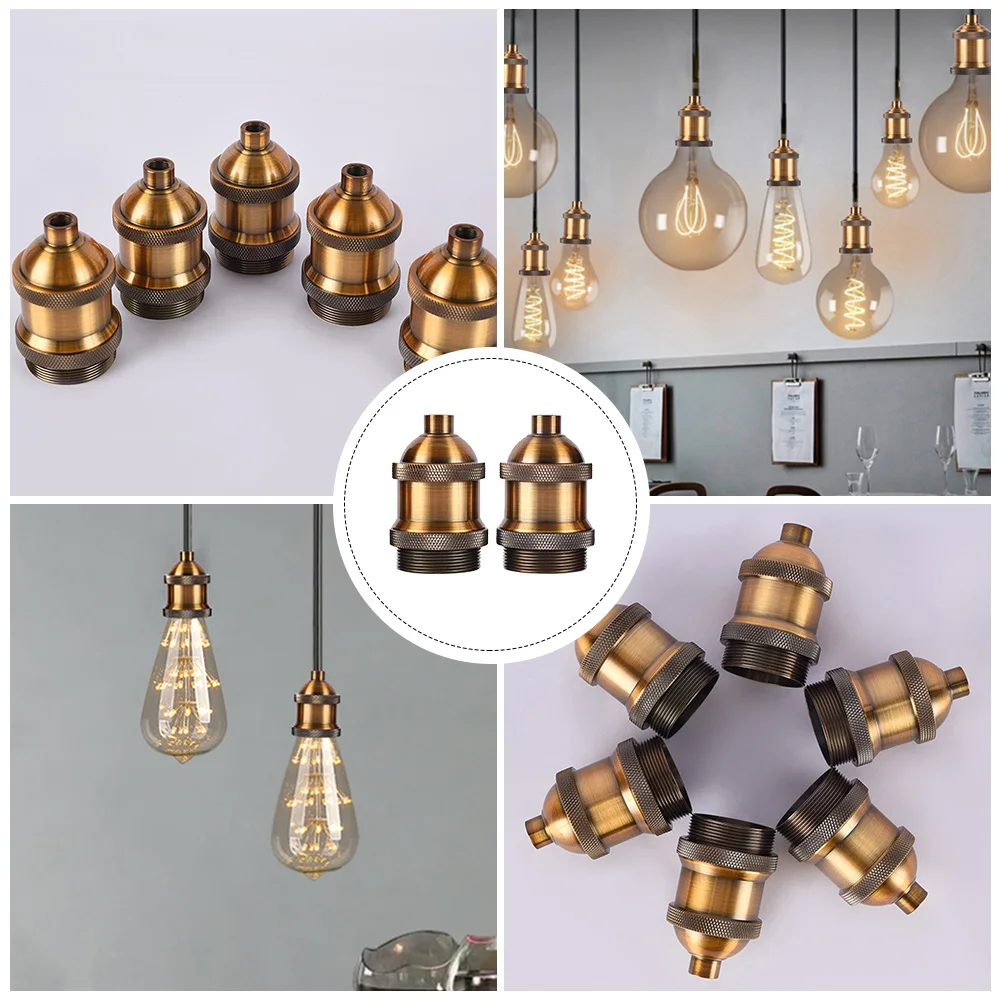

2pcs E27 Lamp Holder Vintage Light Socket Edison Bulb Adapter Pendant Lighting Decorative DIY Aluminum Socket