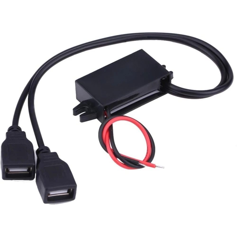 

USB Converter Module DC/DC Converter 12V 24V To 5V 3A Dual USB Female Converter Adapter Step Down Module For Motorcycle Phone