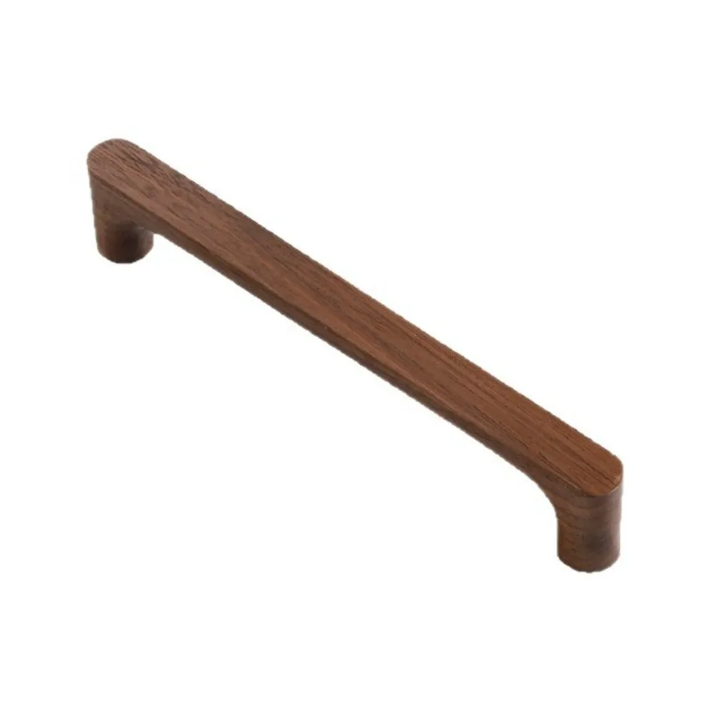 Nordic Style Cabinet Handles Walnut Wood Rounded Edges Drawer Pulls Eco-Friendly 96mm Wardrobe Handles Interior Design
