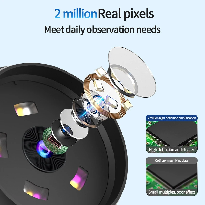 2.8'' IPS Digital Magnifier Full HD 1080P 100X Portable Microscope Handheld Mignifying Glass with LED Lights Electronics Repair