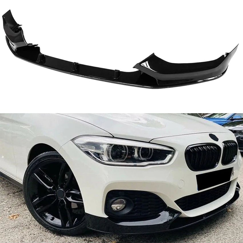 

4X 2015 To 2019 For Bmw F20 F21 118i 120d 120i M135i M140i Lci M-Sport Front Bumper Lip Spoiler Diffuser Splitter Glossy Black