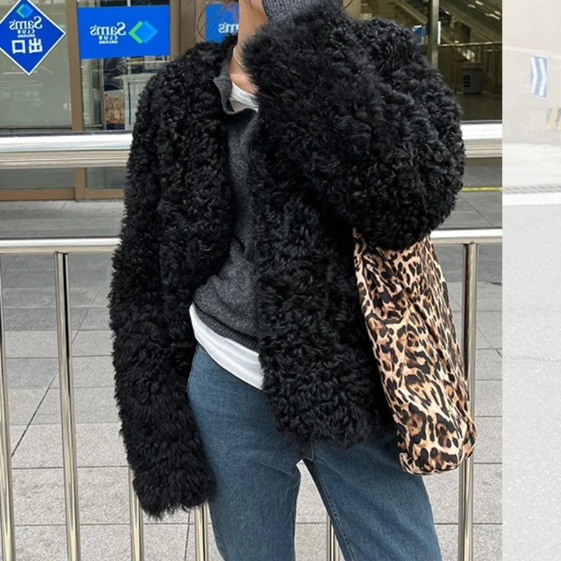 

Women Faux Fur Coats Short Jackets Y2k Streetwear Coat Thick Warm Jacket Elegant Work Slim Fit Outerwear Autumn Winter 2025