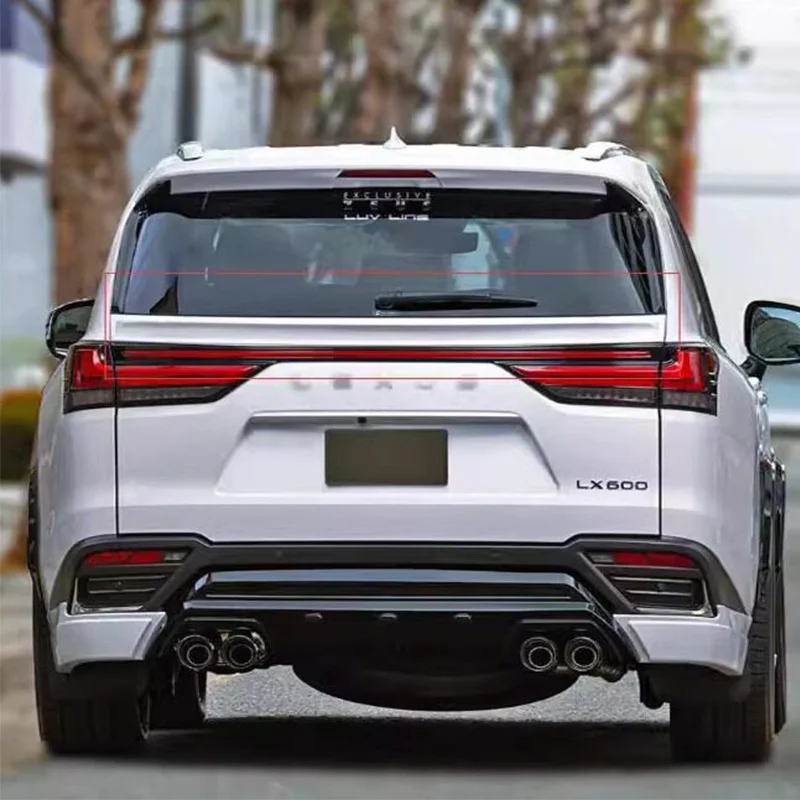 For Lexus LX600 Rear Middle Trunk Lid Ducktail Lip Car Spoiler Wing ABS Material Glossy Black White Carbon Printing Accessories