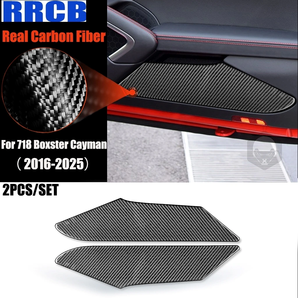 

For Porsche 718 982 Boxster Cayman 2016-2025 Carbon Fiber Car Accessories Door Storage Modified Interior Trim Cover Sticker