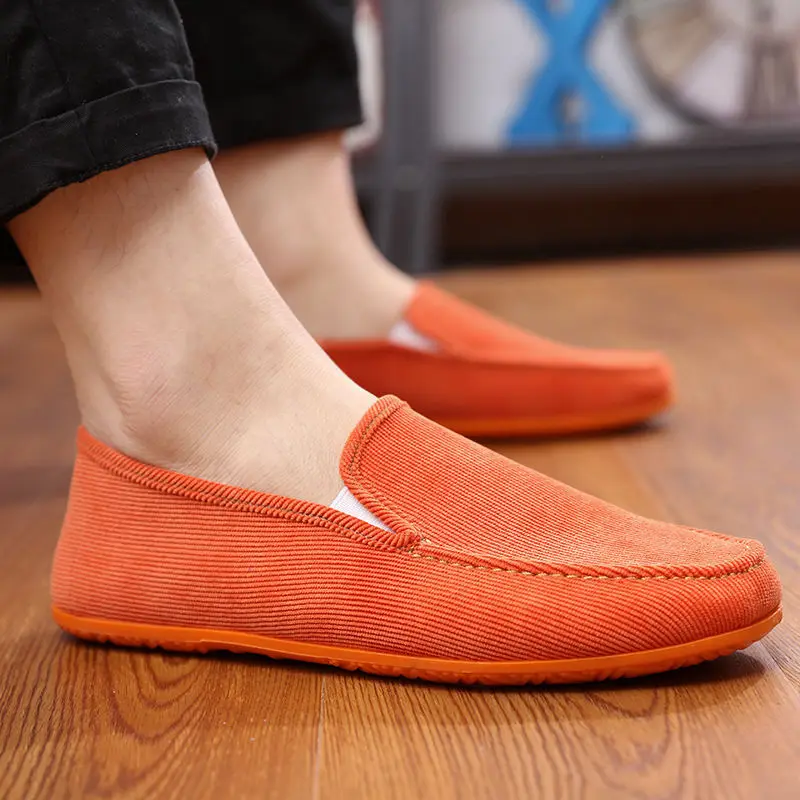 Man\'s Big Size Loafers Shoes Flats Slippers Fabric Slip-on Men Gommino Driving Shoes Fashion Summer Style Soft Male Moccasins