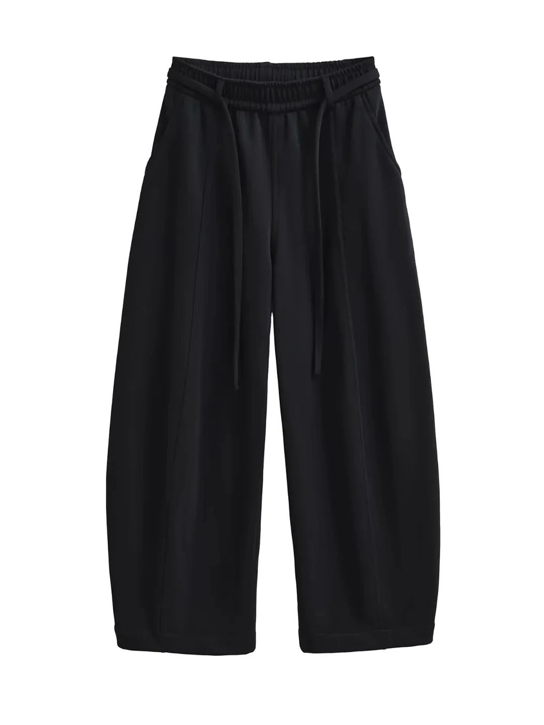 하이웨이스트 와이드 레그 캐주얼 팬츠 여성용 안감 있는 신축성 있는 아메리칸 스타일 패치워크 가을 겨울 루즈핏 바지