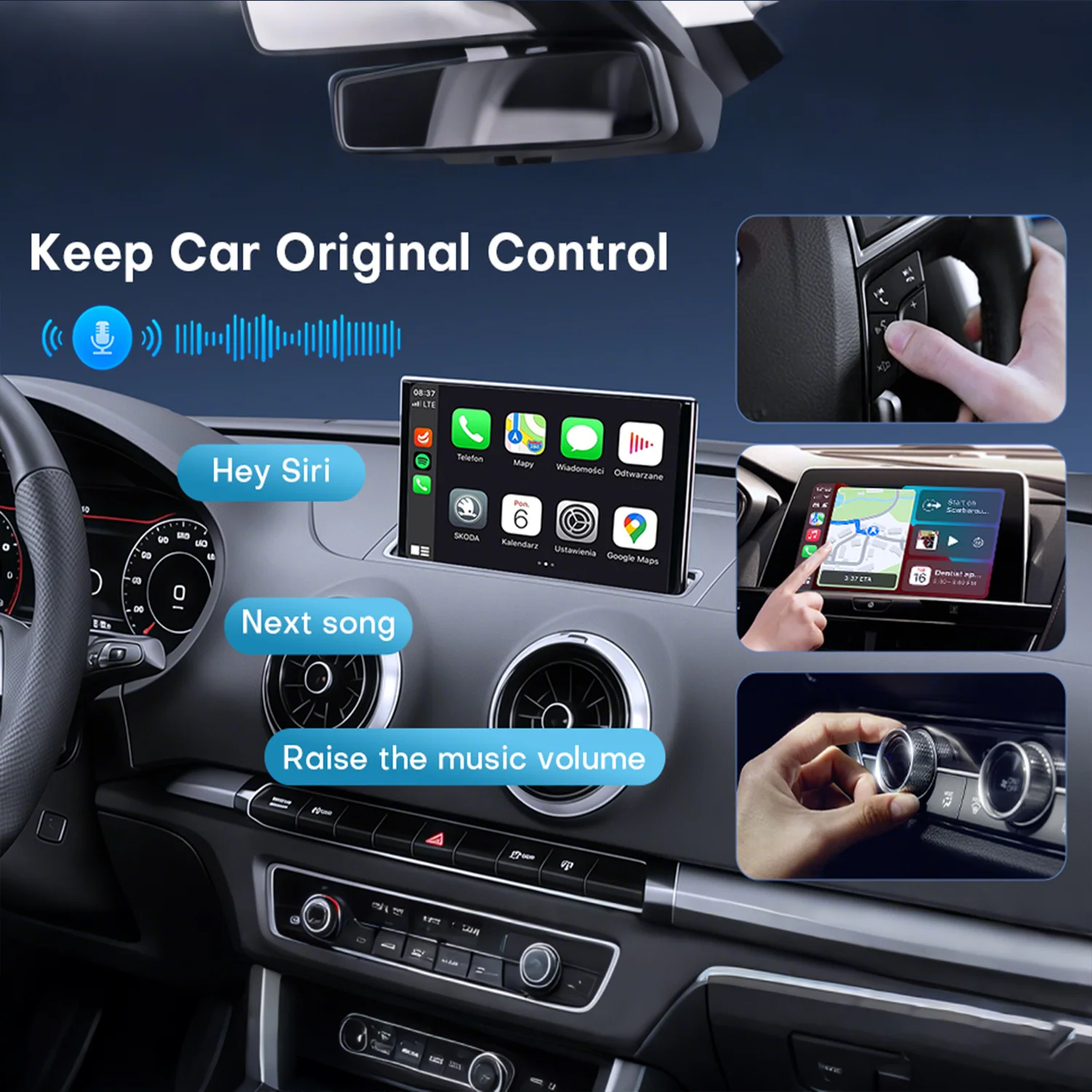 2-in-1 WIreless Car Play/Android Auto Adapter,Plug & Play CarPlay Mini Adapter Fast Auto Connection for iPhone & Android