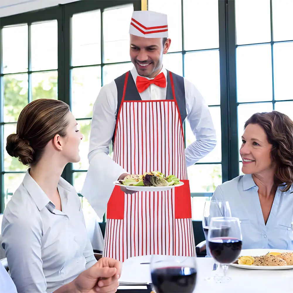 Cosplay50s النادل تأثيري حلي 4 قطعة مجموعات الكرنفالات السيرك موضوع حفلة هوت دوج الصودا رعشة فيلم ليلة الأحمر والأبيض شريط Tak